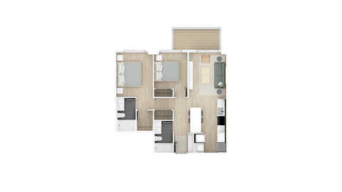 Two bedroom, two bath 815 sq.ft apartment suite with a North view. One of a kind!